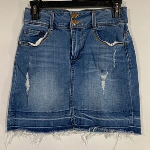 Select Denim Mini Skirt Distressed Frayed Hem Casual Cute Girls‎ Size M